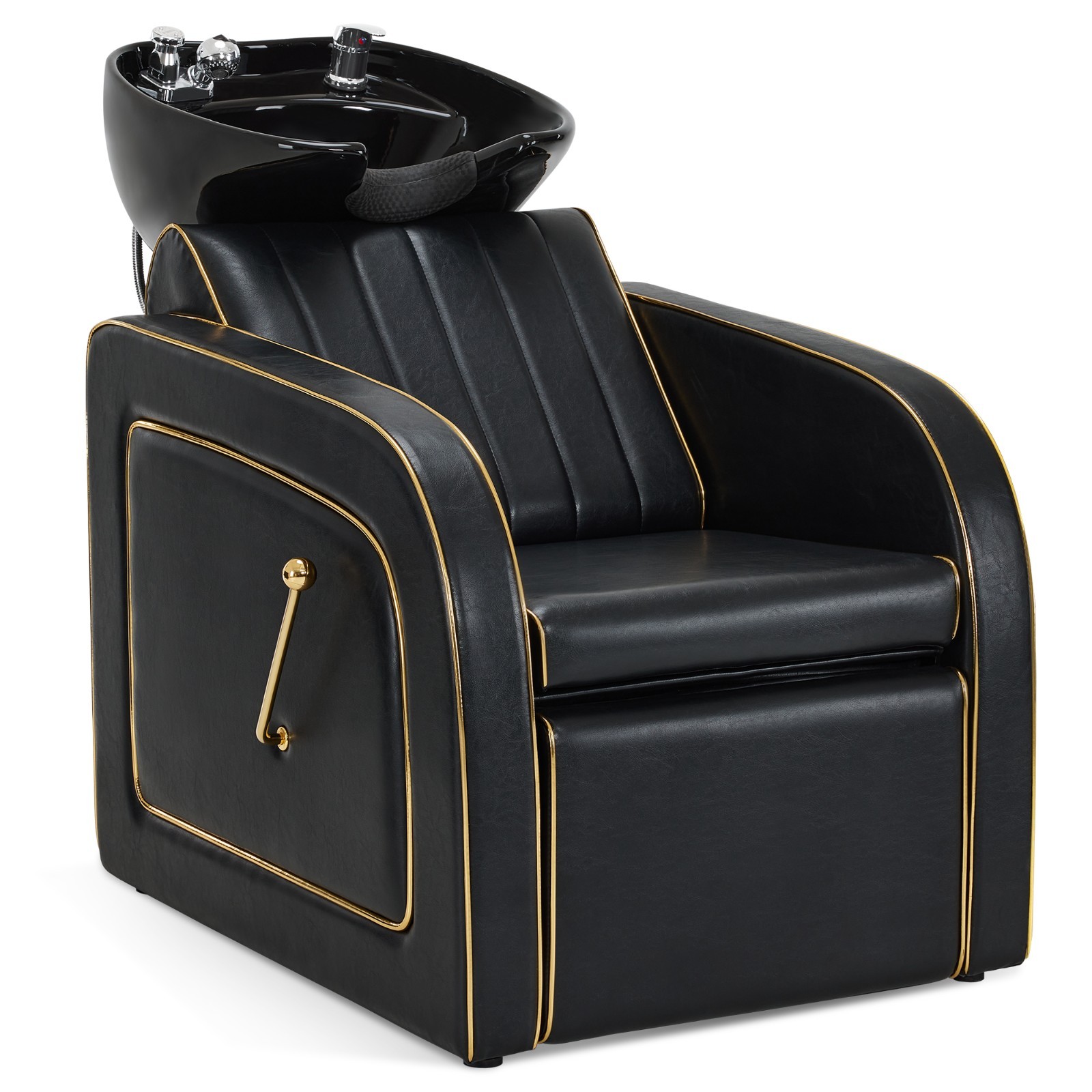 BarberPub Backwash Shampoo Station Chair, Salon Ceramic Hair Wash Bowl 9175