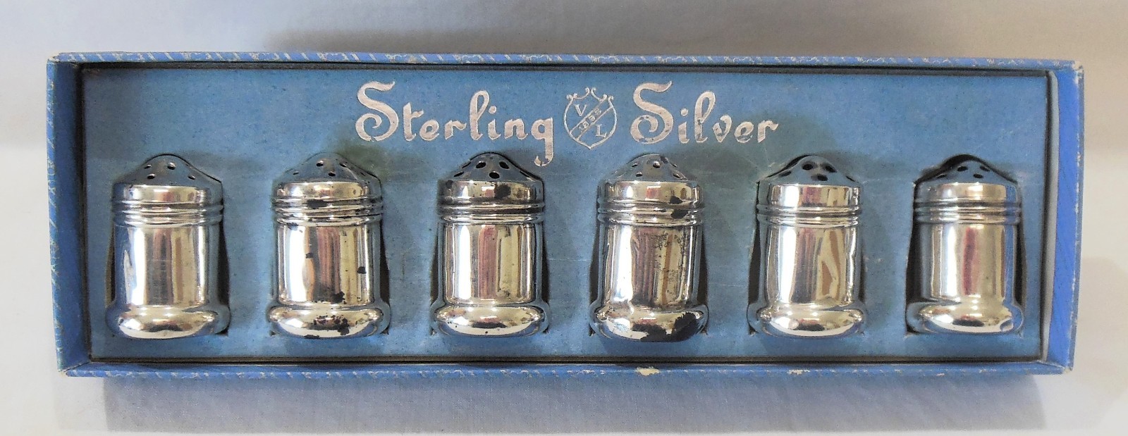 Set of 6 Mini Sterling Salt & Pepper Shakers VL Vincenzo Lollo NY MIB