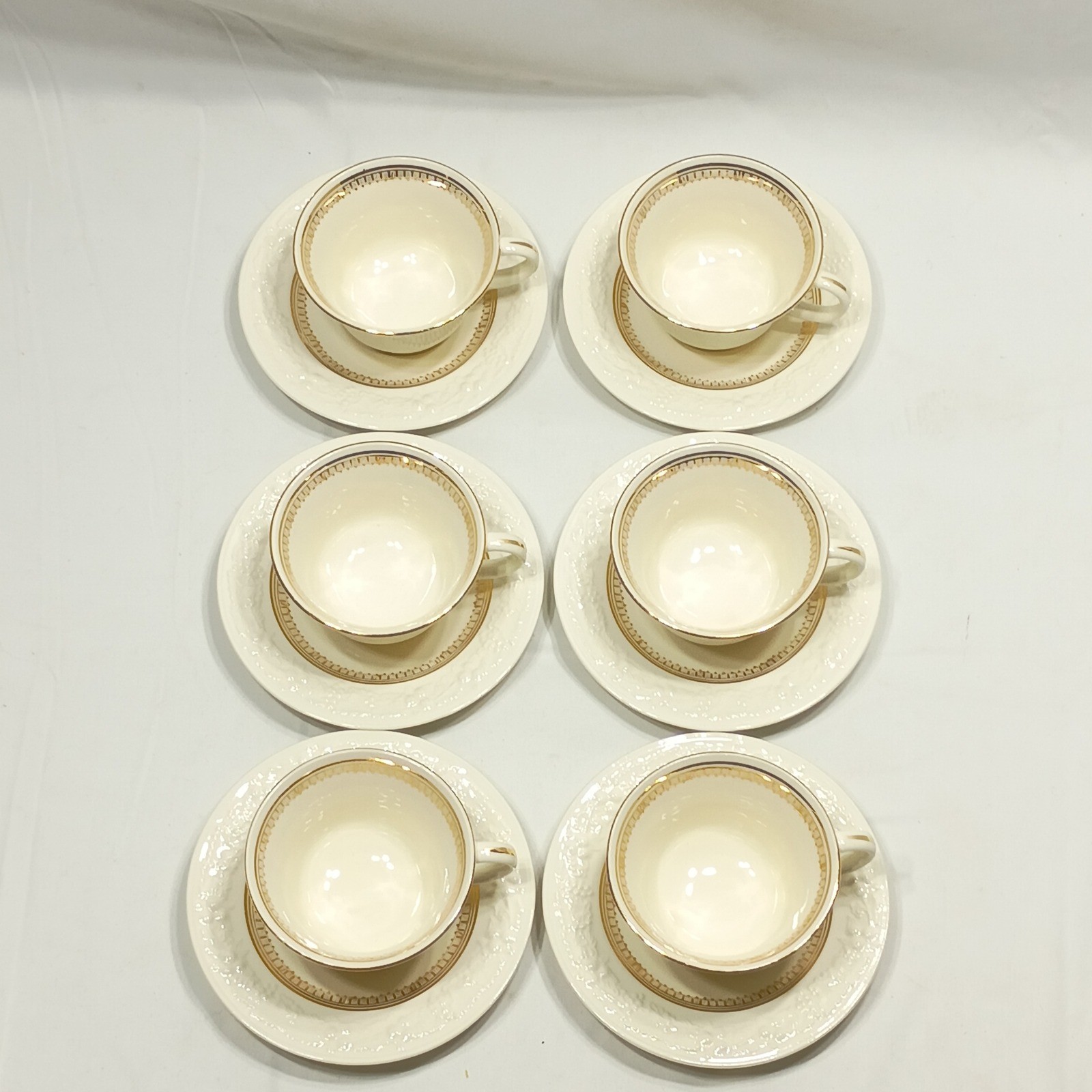 Vintage Homer Laughlin Eggshell Theme Floral Teacup & Saucer Sets (6) USA 1940s
