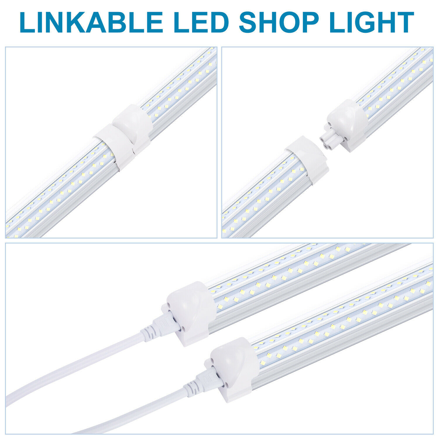 6Pack 8FT 120W LED Tube Light T8 LED Shop Light Fixtures 6000K Garage Bulb Light
