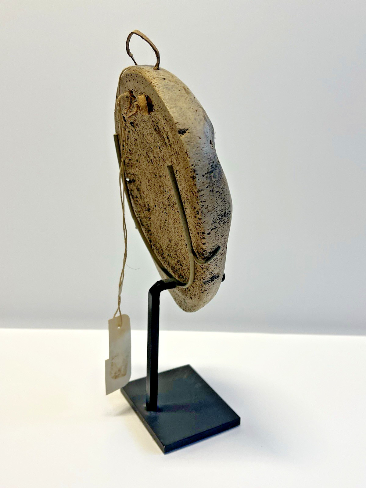 Antique Carved Inuit Eskimo Fetish Face Mask; With Stand