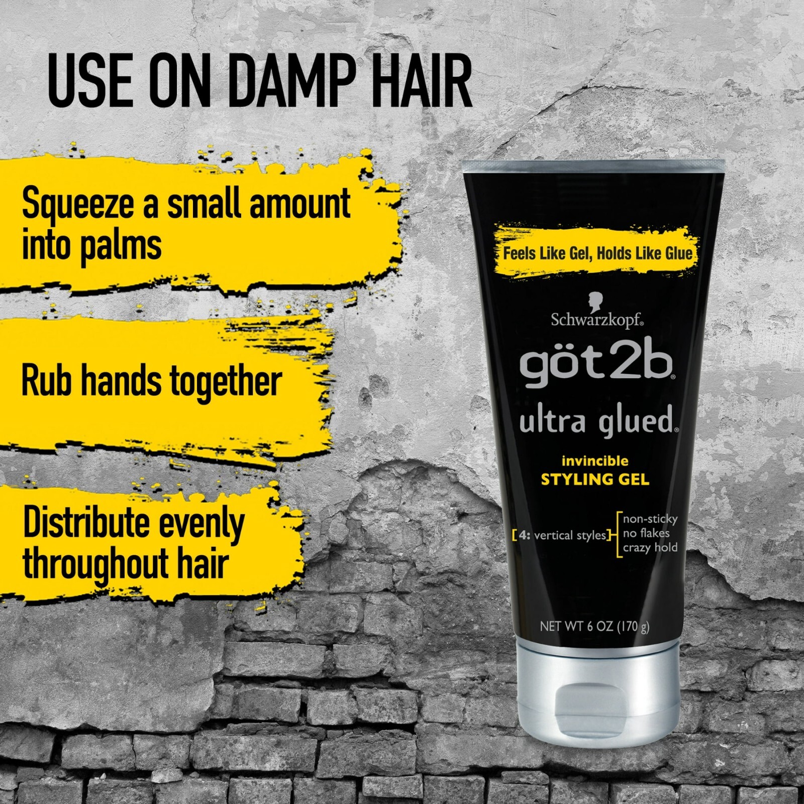 Got2b Ultra Glued Invincible Styling Hair Gel, 6 oz (Pack of 3) Free Shipping