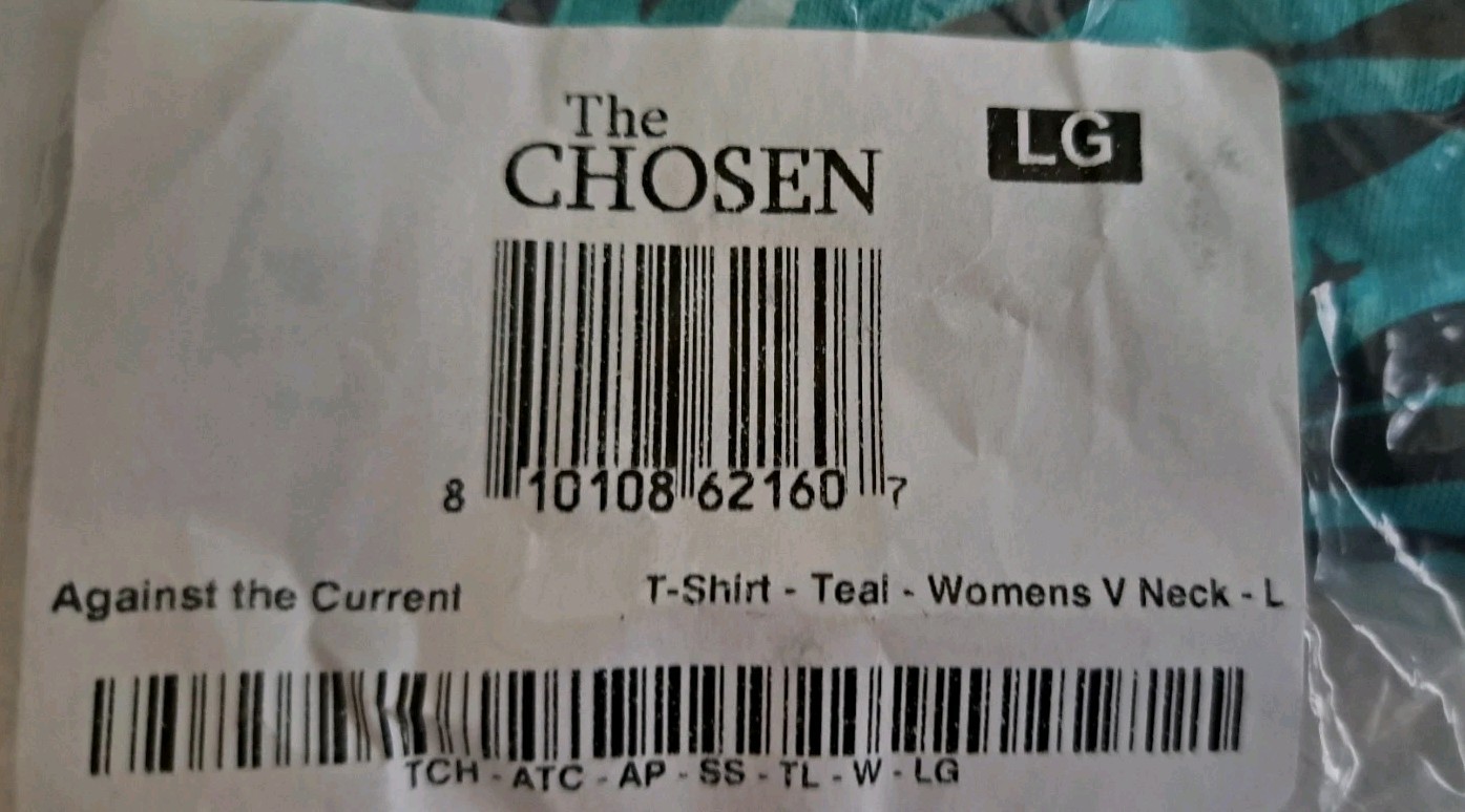 THE CHOSEN Against The Current V Neck T-Shirt Large In Teal NEW!