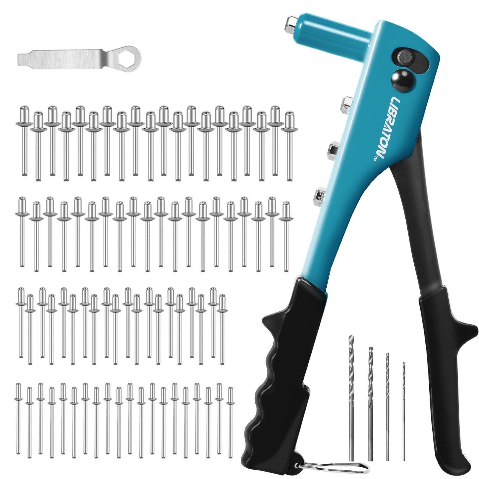 Rivet Gun, Rivet Gun Kit, Pop Rivet Gun, 80PCs Metal Rivets and 4 Drill Bits,...