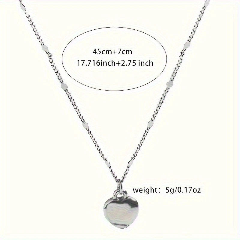 925 Silver Plated Women's Fashion Heart Pendant Necklace Collarbone Chain