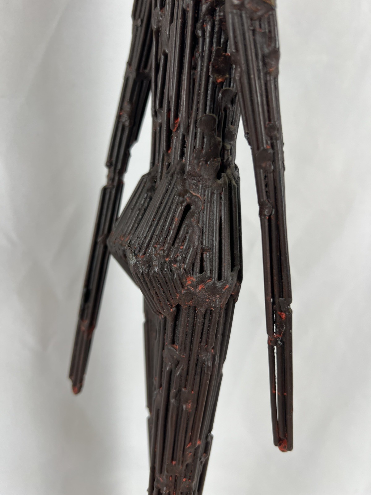 Brutalist Male Welded Nail Art Sculpture Modernist Metal 27” Giacometti Style