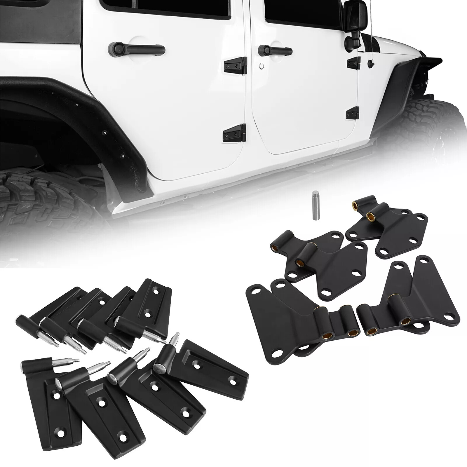 16X Inner &Outer Factory Body Door Hinges Powder Coat For Jeep Wrangler JK 2007+