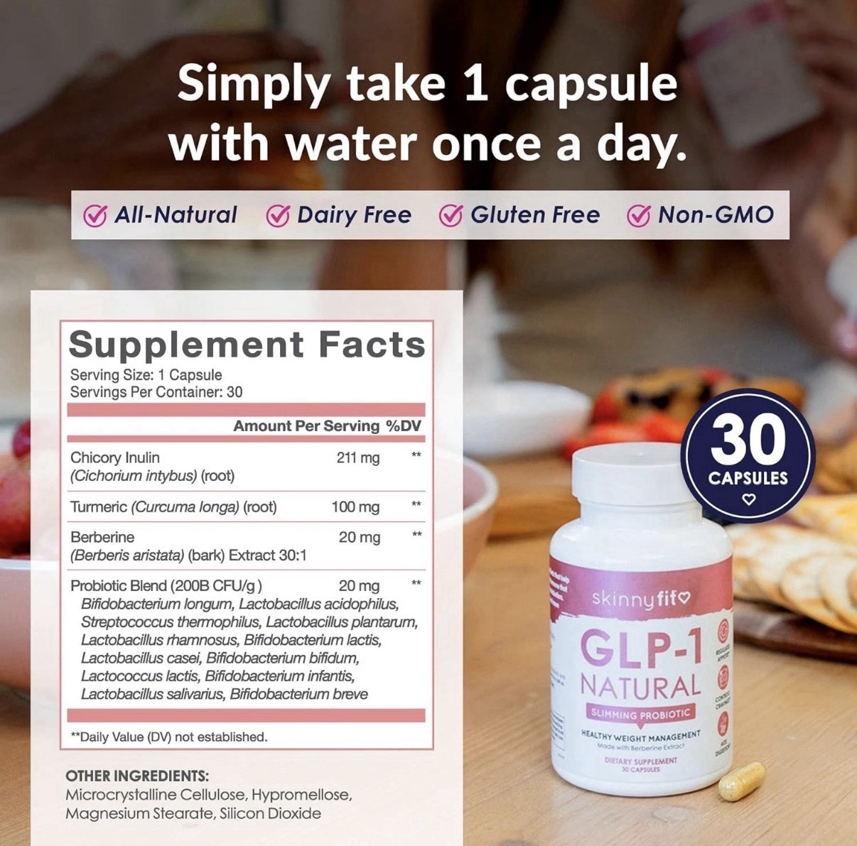 SkinnyFit Natural Slimming Probiotic 30 Capsules – 1 Bottle Sealed Ex: 06/2027