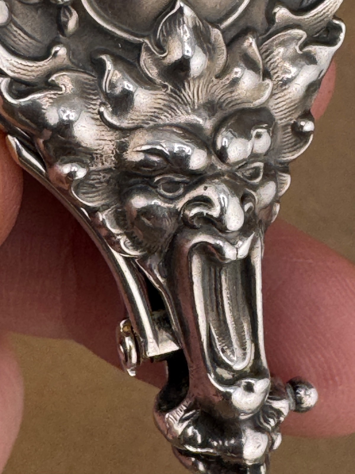 Unger Brothers Sterling Silver Art Nouveau Lorgnette Devil Male Figure 5.25"