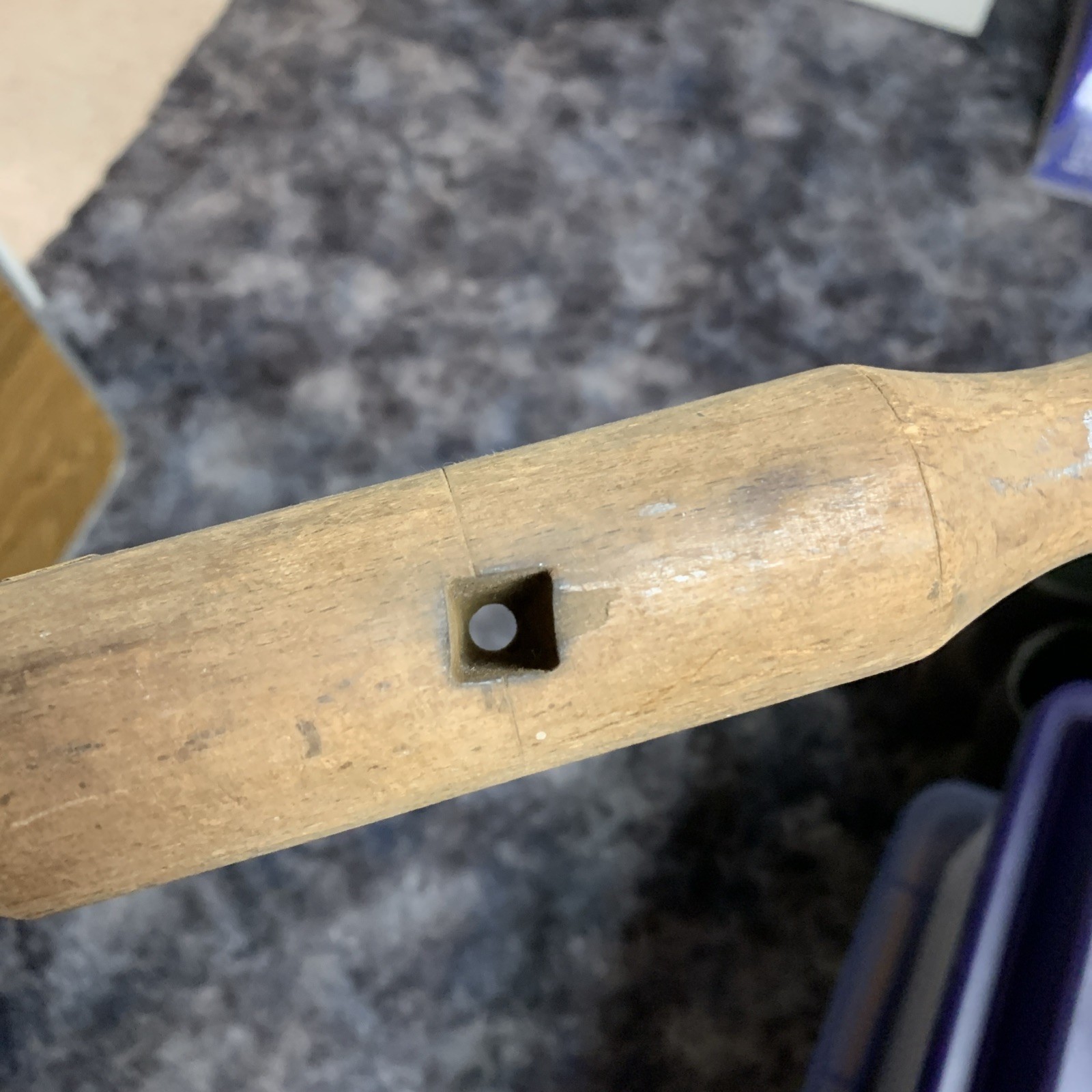 Vintage 14.5" Oak Wood Auger Tee Handle Replacement Square Hole