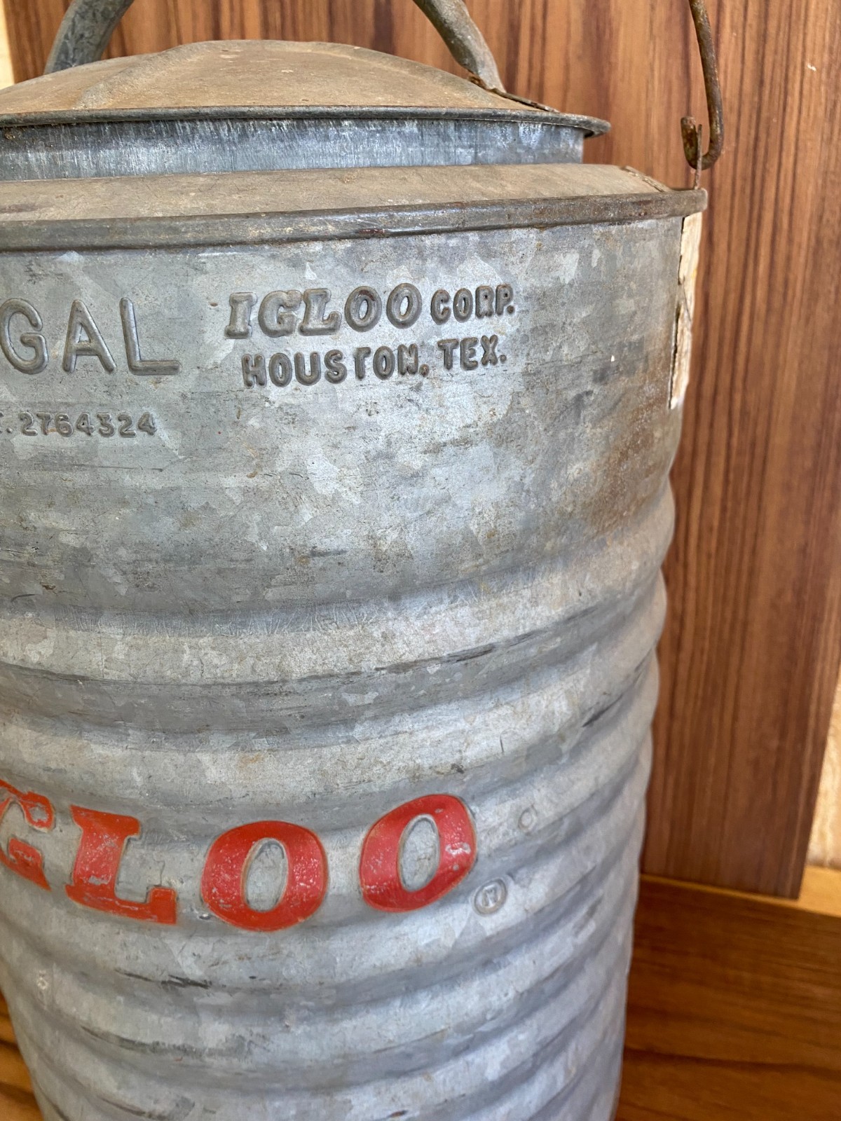 WOW NO SPOUT RARE Igloo Galvanized Metal 3 Gallon Vtg Cooler Water Dispenser Jug