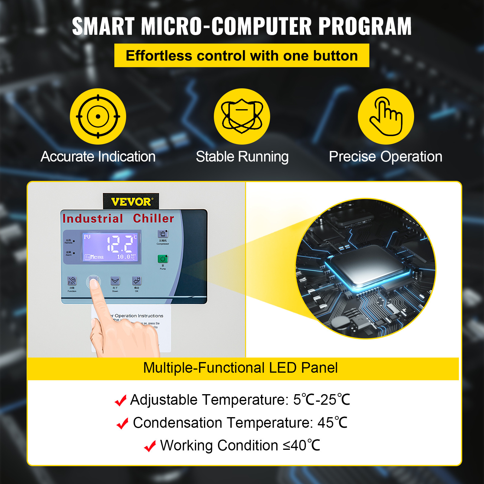 VEVOR Air Cooled Chiller 5HP Portable 53L Tank for Plastic Machinery Industry