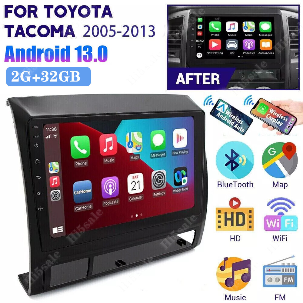 Android 13.0 Car Stereo Radio Wifi Apple CarPlay GPS For Toyota Tacoma 2005-2013