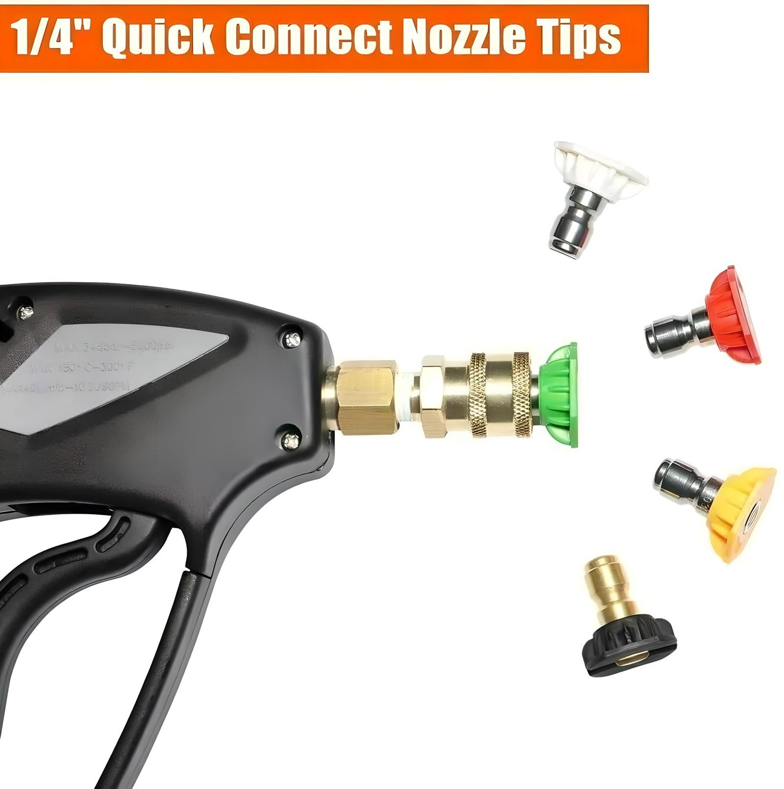 1/4" 5pcs Pressure Washer Spray Tips Nozzles High Power Kit Quick Connect Set US