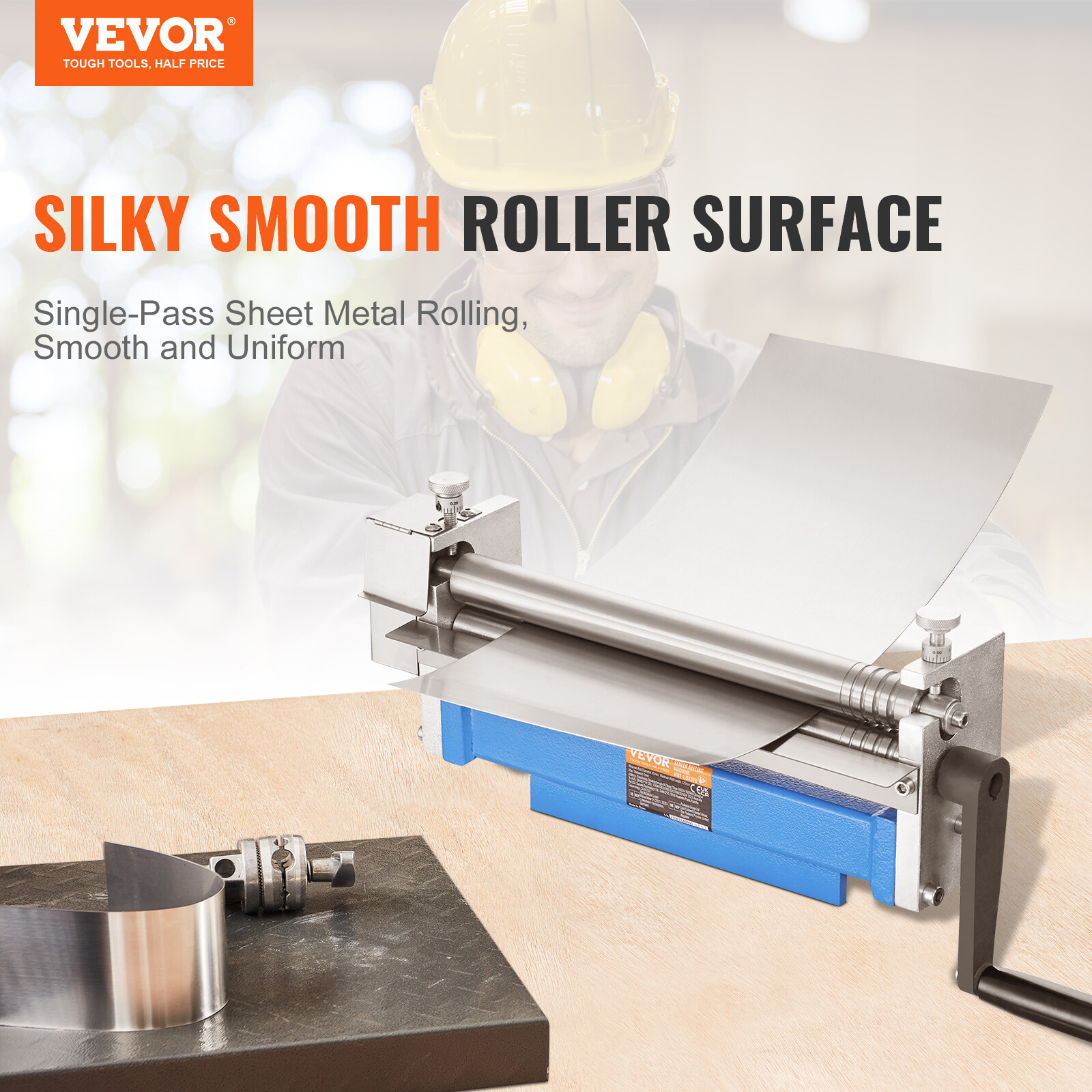VEVOR Slip Roll Machine Sheet Metal Slip Roller 12.6'' x 20 Gauge φ1.18'' Roller
