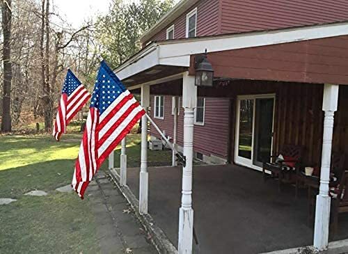 Two-Position Flag Pole Holder Heavy Duty Mounting Bracket with Hard wares Black