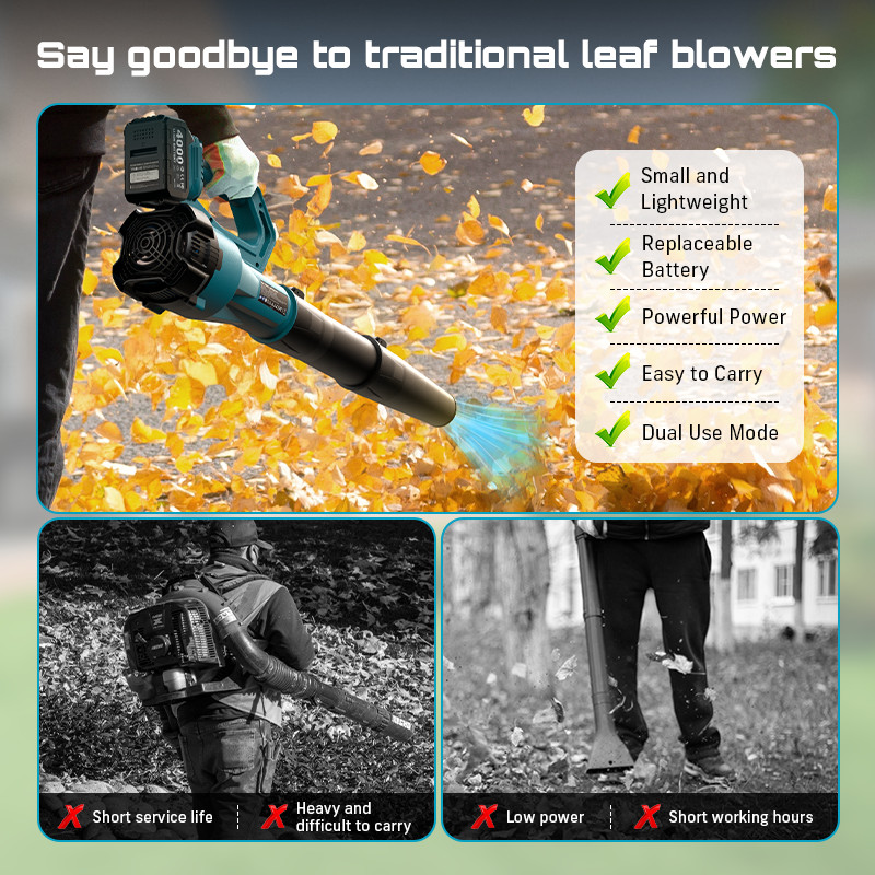 Seesi Cordless Leaf Blower Brushless 780CFM Electric Leaf Blower 2x4.0Ah Battery
