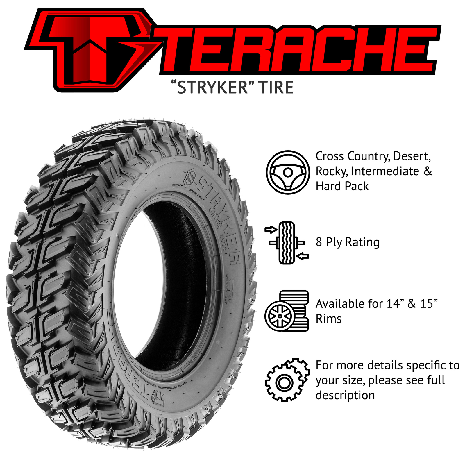 Terache 28x9-14 28x11-14 Loose Over Hardpack ATV UTV Tire 8 PR TE-ST - Bundle