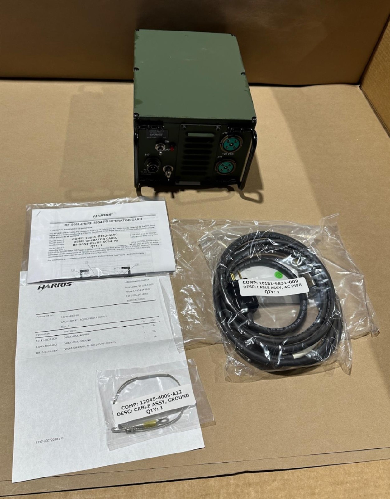 L3 Harris RF-5051-PS001 Power Supply w/ Vehicle Shock Mount & DC Power Cable