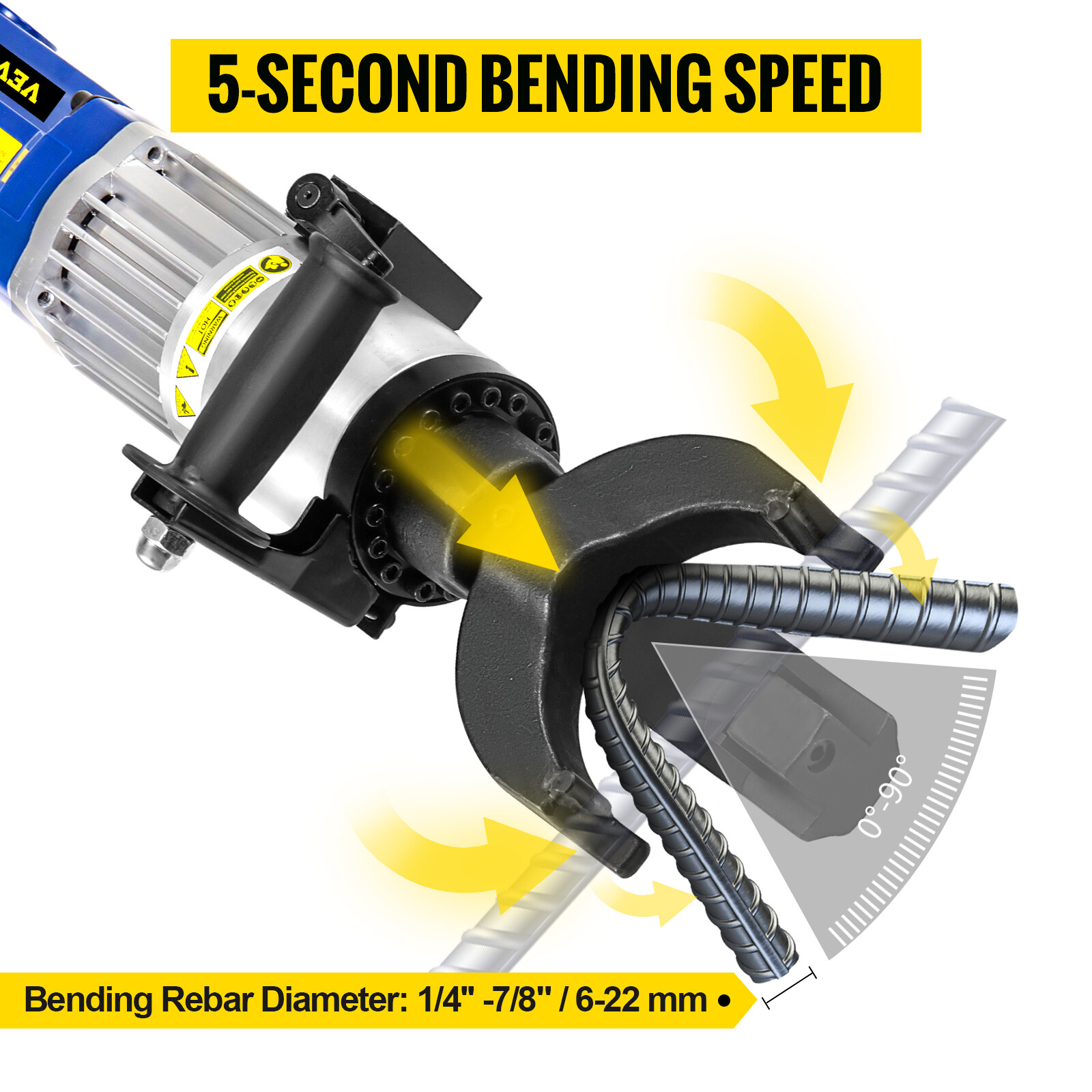 7/8" Electric Rebar Bender 22mm Portable Hydraulic Rebar Bending for #2 to #7