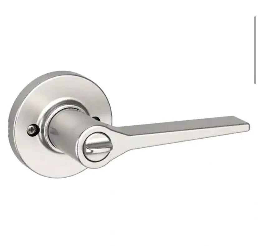 NEW Kwikset Hollis Privacy Bed/Bath Door Handle Knob Lever Satin Nickel Free Shi