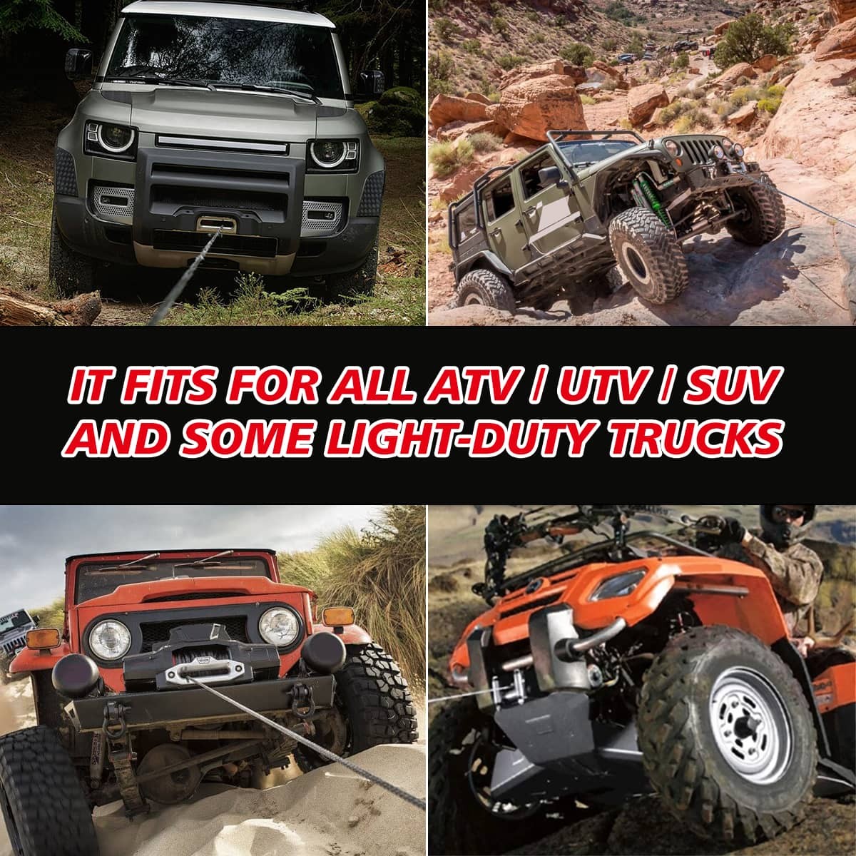 Synthetic Winch Rope Kit, 1/4'' x 50FT w/ 10000 lbs Strength, Protective Sleeve