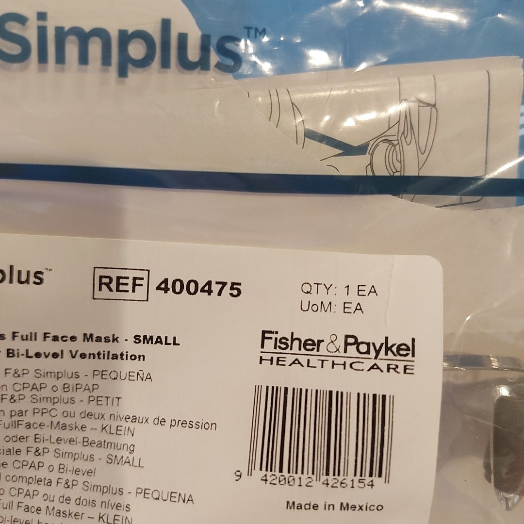 Fisher & Paykel Simplus 400475 Full Face Mask - Small New Sealed FREE SHIPPING