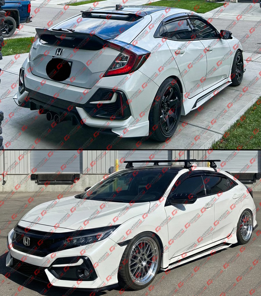 For 2016-2021 Honda Civic Sedan Hatchback FC FK4 CTM White Side Skirt Extension