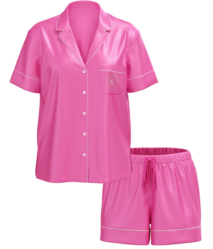 Victoria's Secret Glazed Satin Pink Short Sleeve Pajama Set