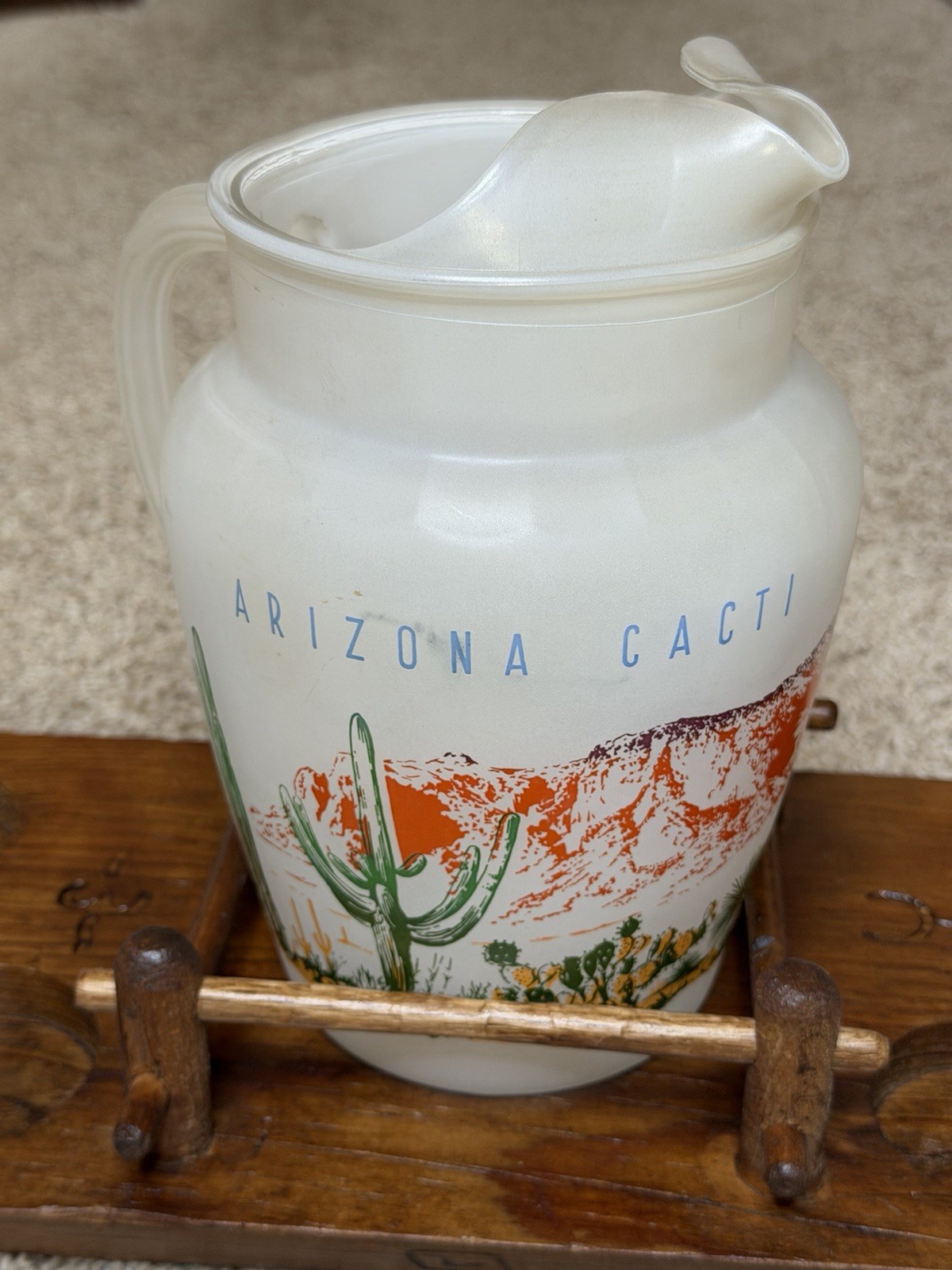 1950’s Vintage Blakely Oil & Gas ~ Arizona Cactus Frosted Glassware With Tray