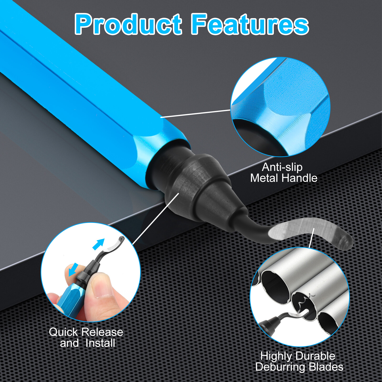 Deburring Tool Set Metal Handle Deburrer + 10PCS BS1010 HSS Burr Removal Blades