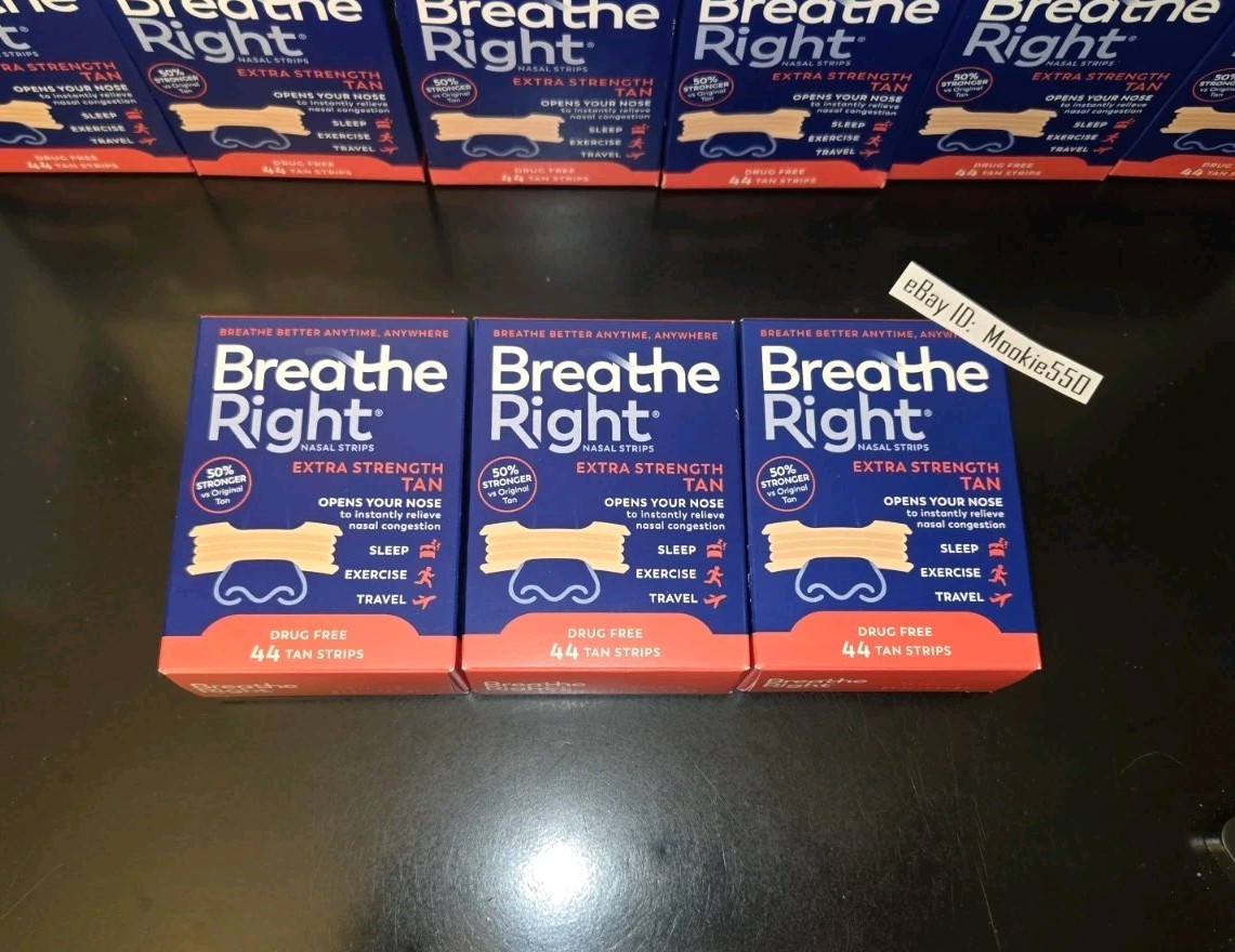 EXP 05/2030! (132ct) 3 Box X 44ct Breathe Right Extra Strength TAN Nasal Strips