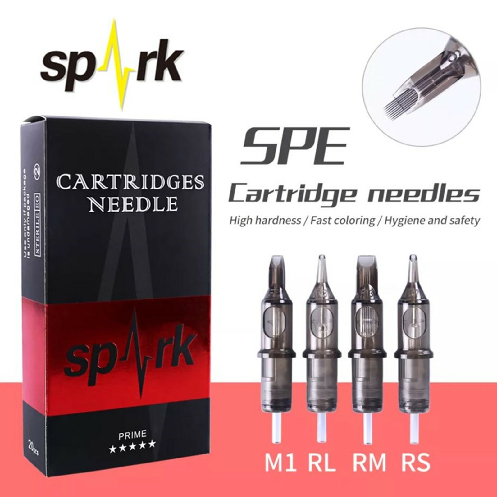 50Pcs Spark Tattoo Cartridge Needles Assorted Mixed Needles: PICK RL, RS, RM, M1
