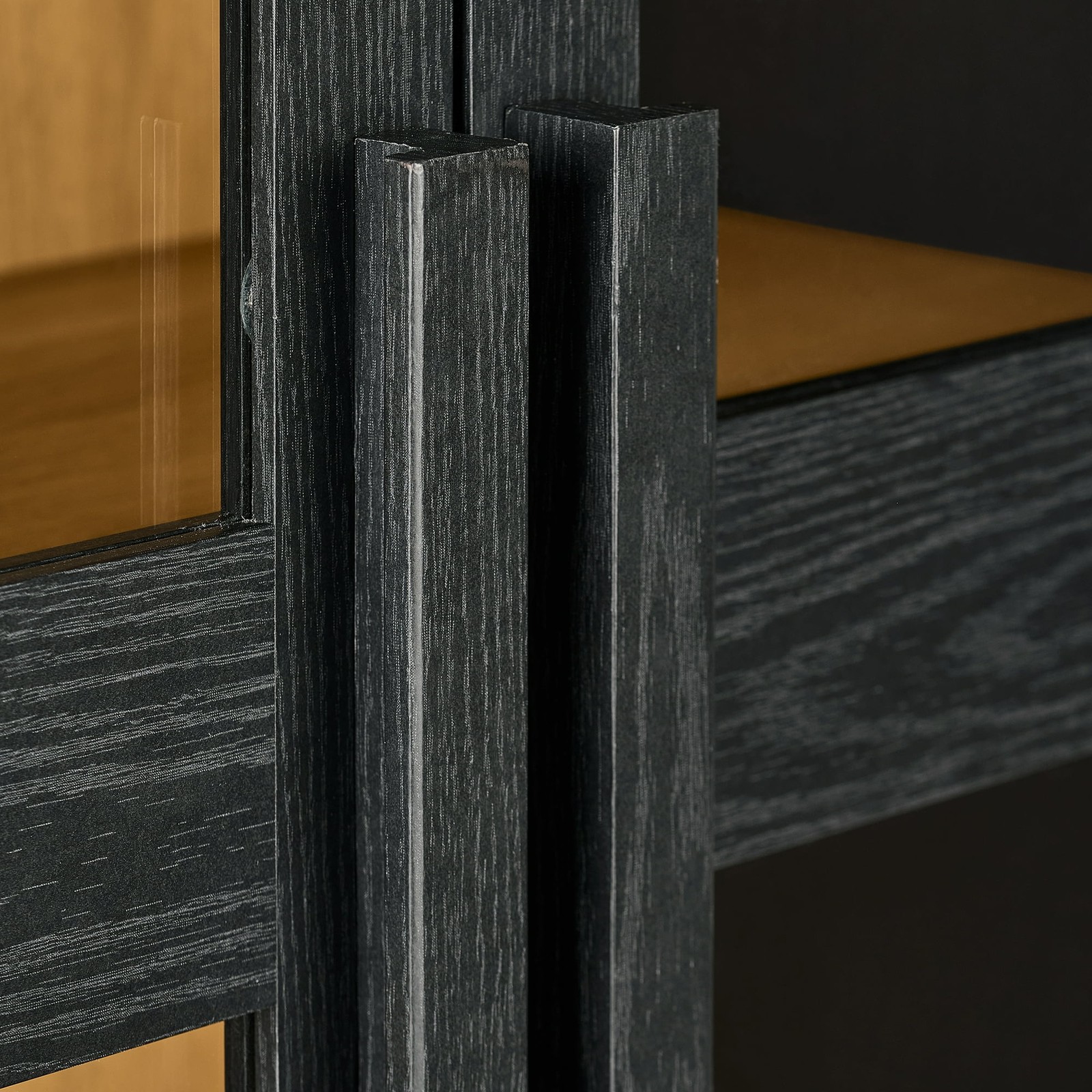 Better Homes & Gardens 441422 Ezra Glass Door Storage Cabinet, Rich Black Finish