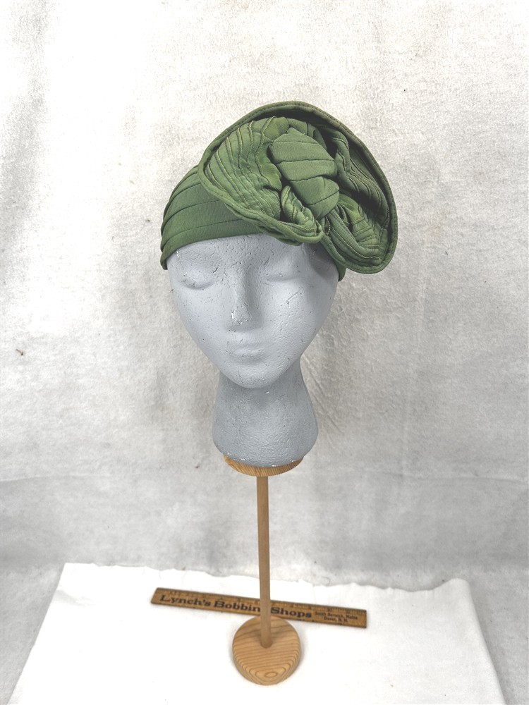 antique flapper 1920 hat women's original green cloche one size