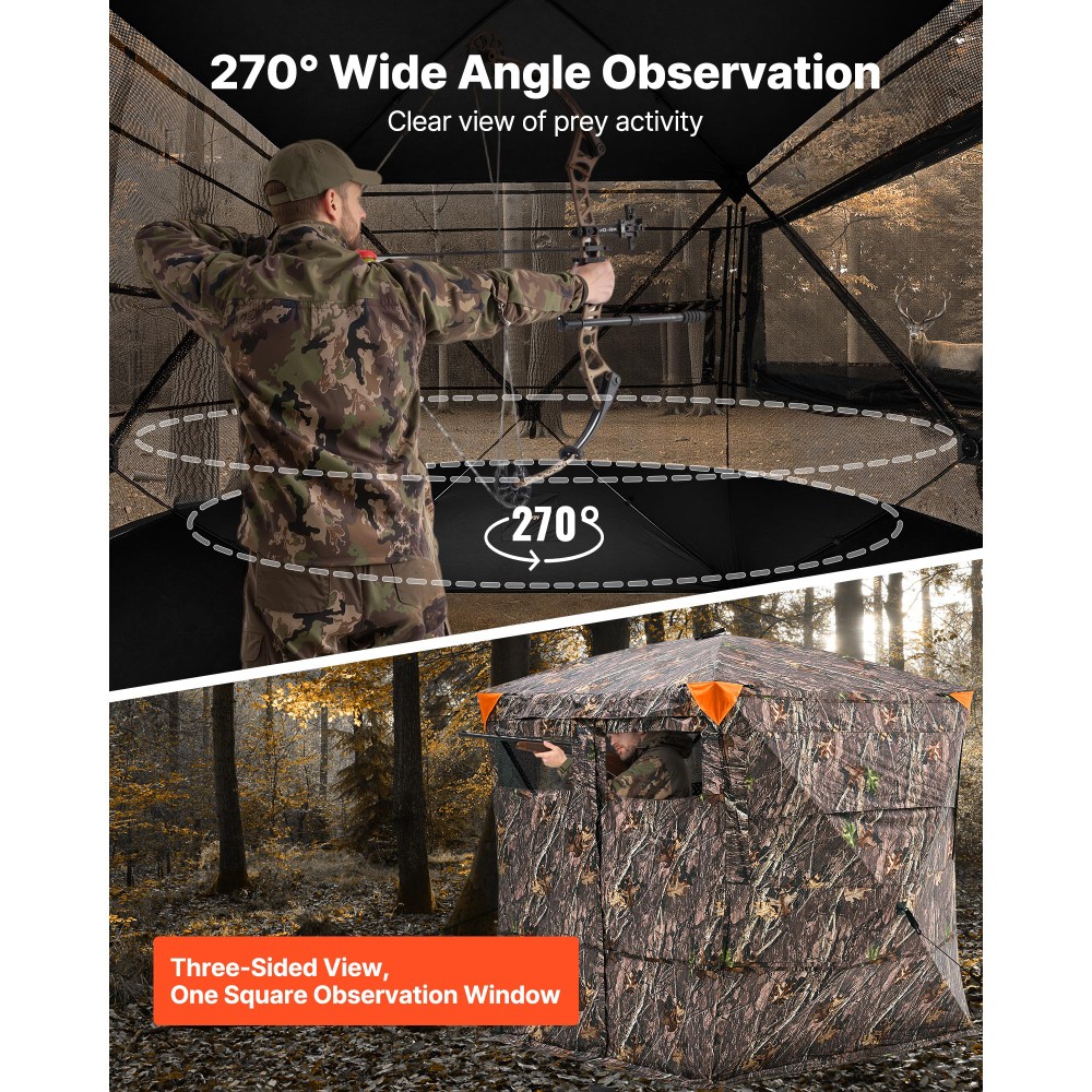 Portable Hunting Blind 270° View for Deer Turkey 4-5 Person Camo Weatherproof