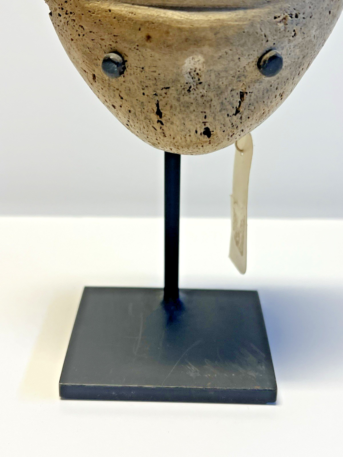 Antique Carved Inuit Eskimo Fetish Face Mask; With Stand