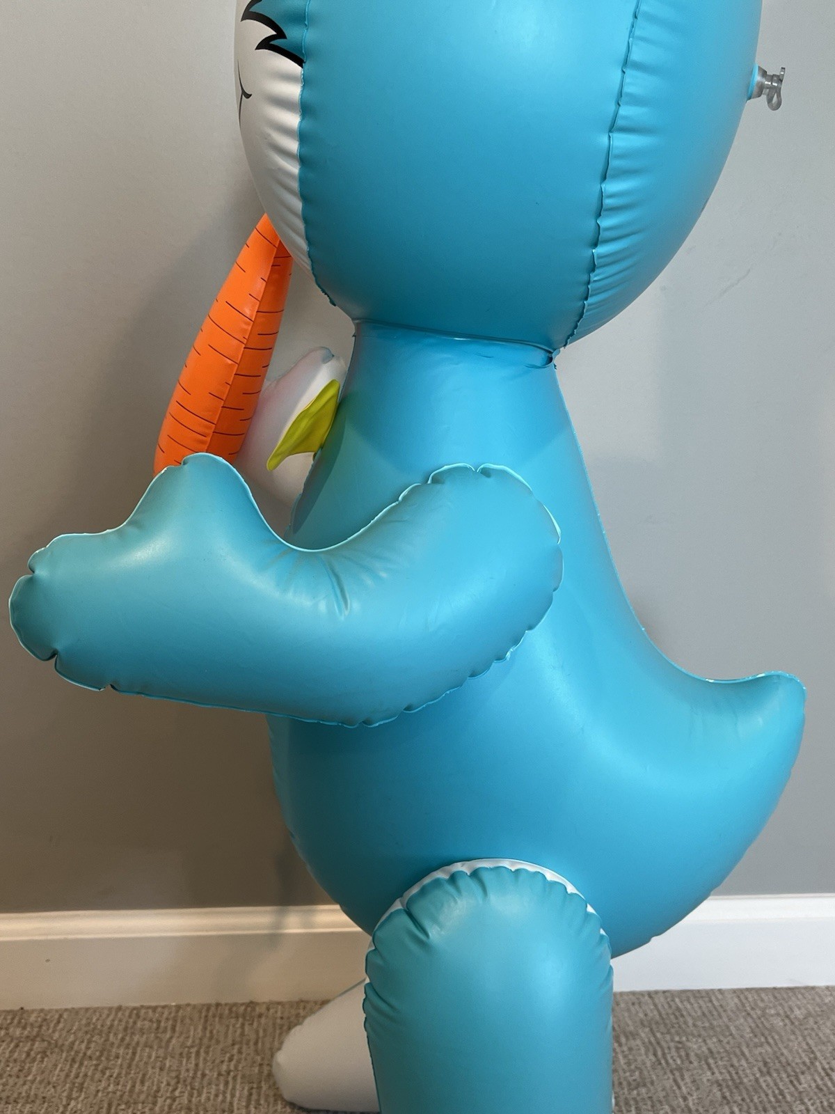 Vintage Dudley’s Inflatable Bosley Bunny 60” Blue Easter Bunny Decoration