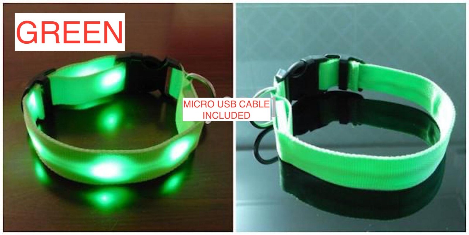 LED RECHARGEABLE COLLAR glow light-up Dog (s, m, l, xl) Cat (xs) Pet Safety USB