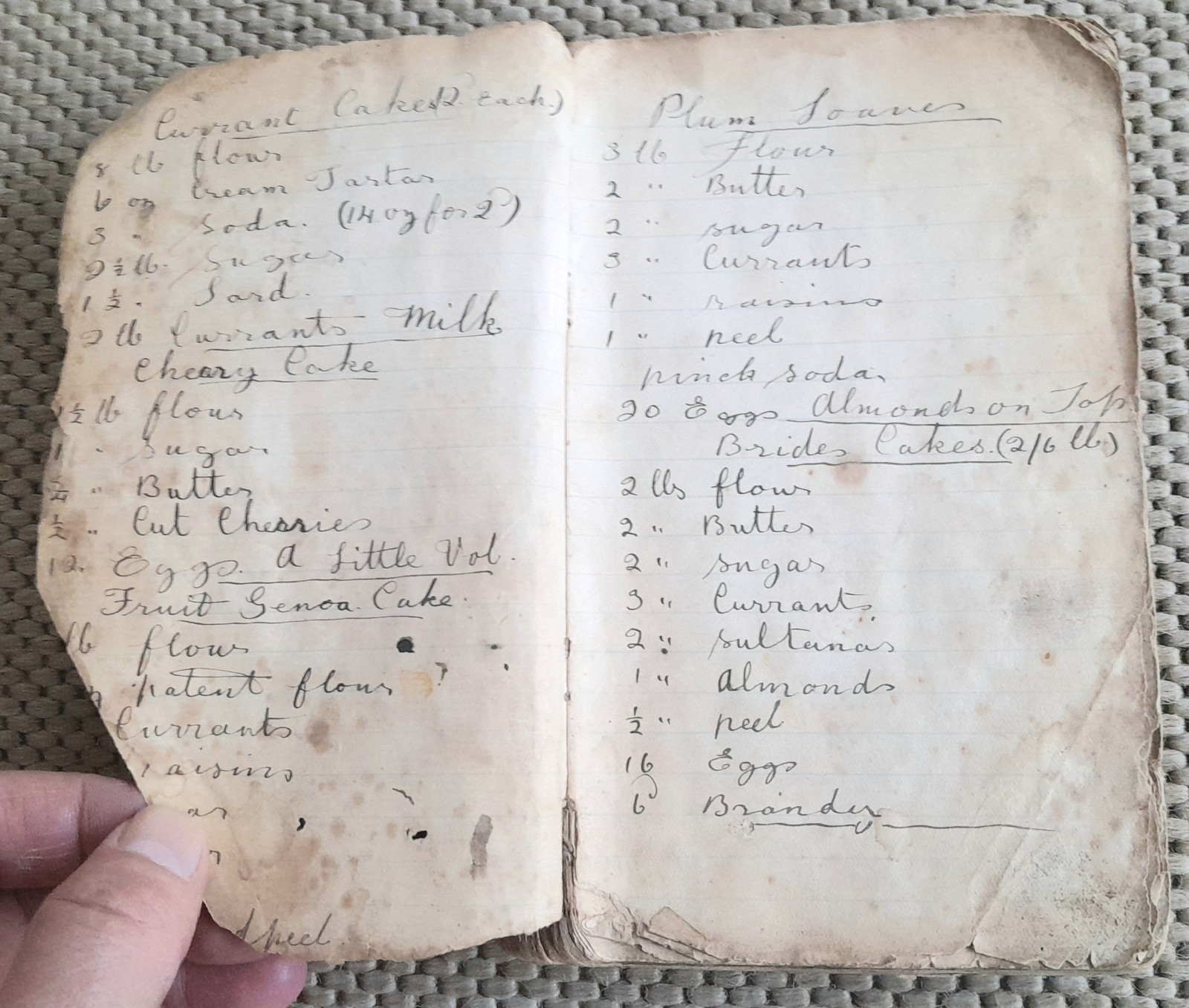 ANTIQUE HANDWRITTEN COOKERY RECIPE NOTEBOOK OF SWEET & SAVOURY DISHES, c1900