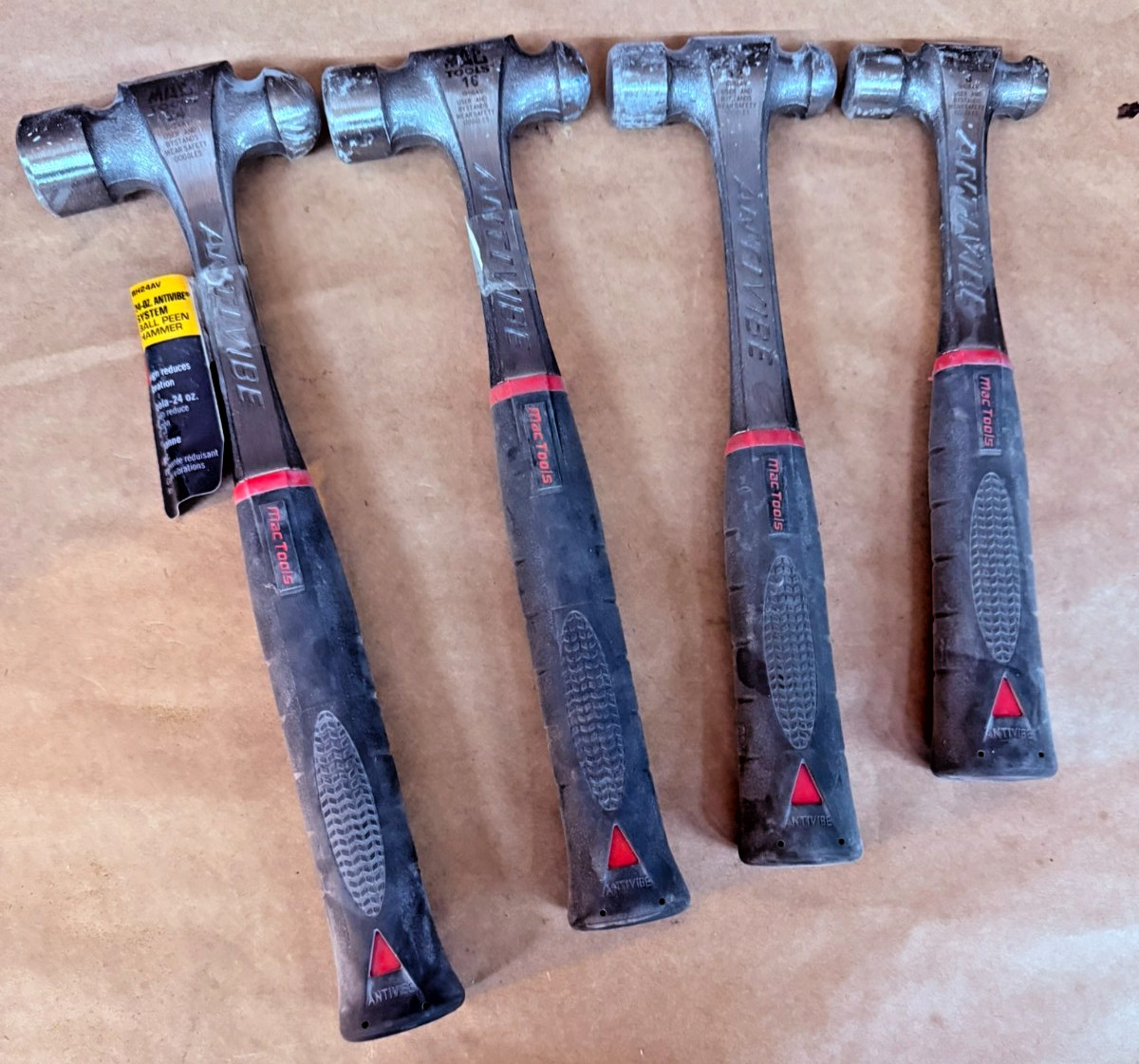 MAC TOOLS SET OF 4 BALL PEEN ANTIVIBE HAMMERS 24,16,12 & 3