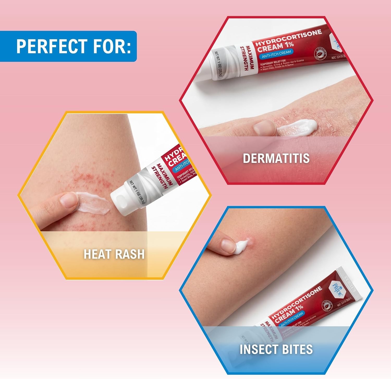 MED PRIDE Hydrocortisone Cream 1% 1oz Anti-Itch Skin Eczema Rash Relief 2-16ct