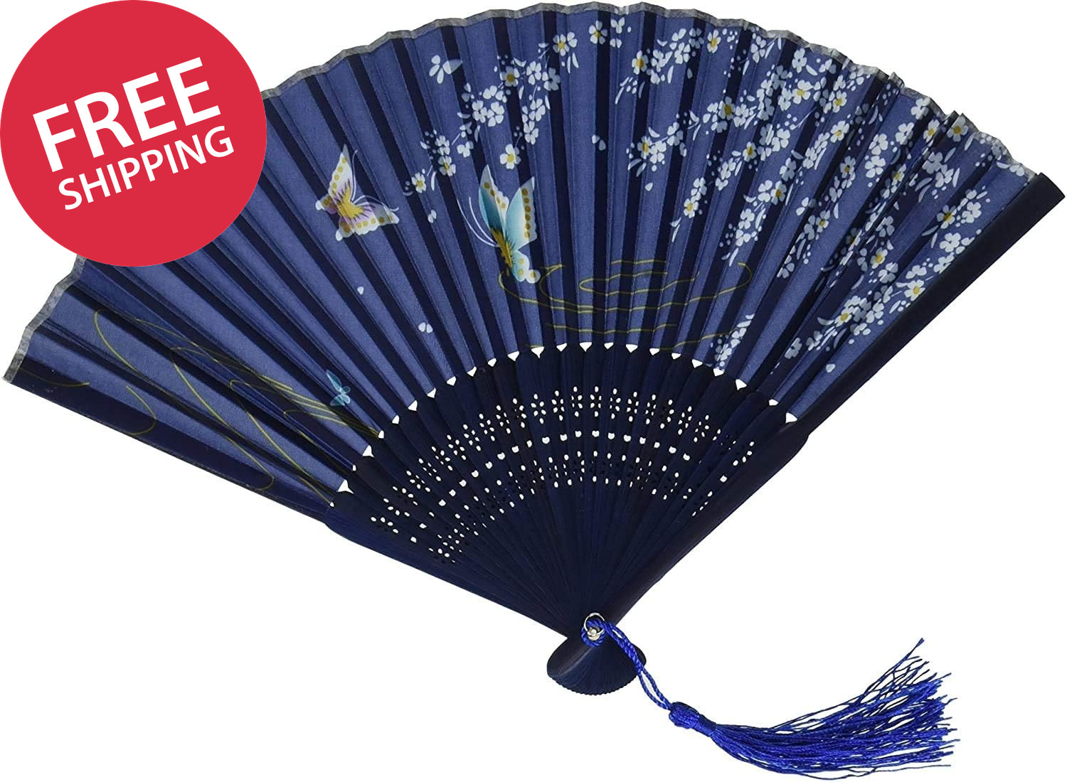 Floral Patterned Hand Fans, Vintage Silk and Japanese Lace Designs with Bamboo F