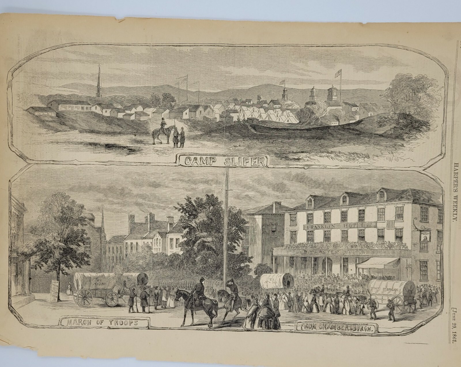 Camp Slifer  Chambersburgh Pennsylvania 1861 vintage print