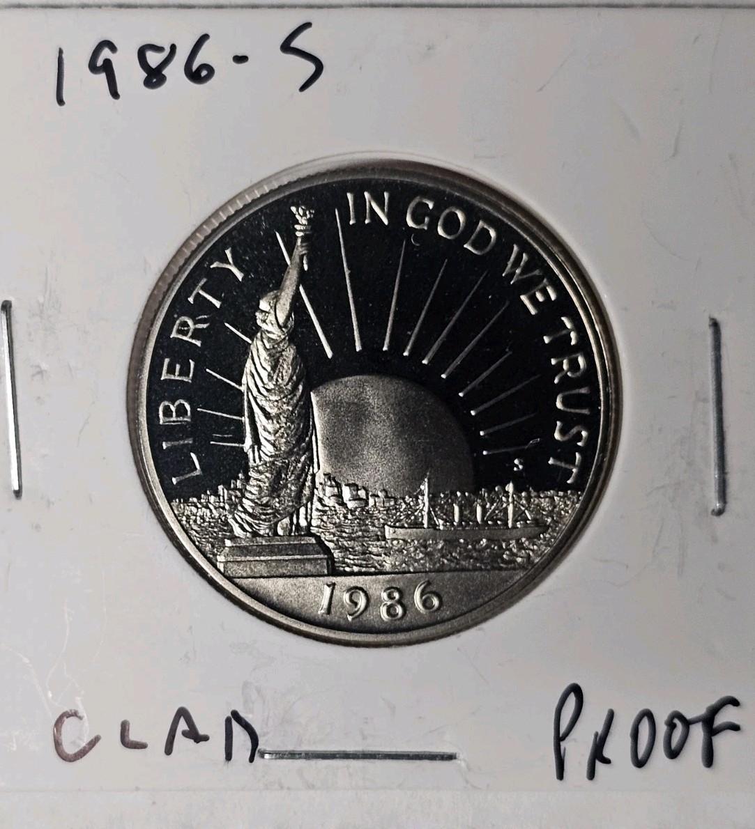 1986-S Statue of Liberty proof commemorative half dollar.