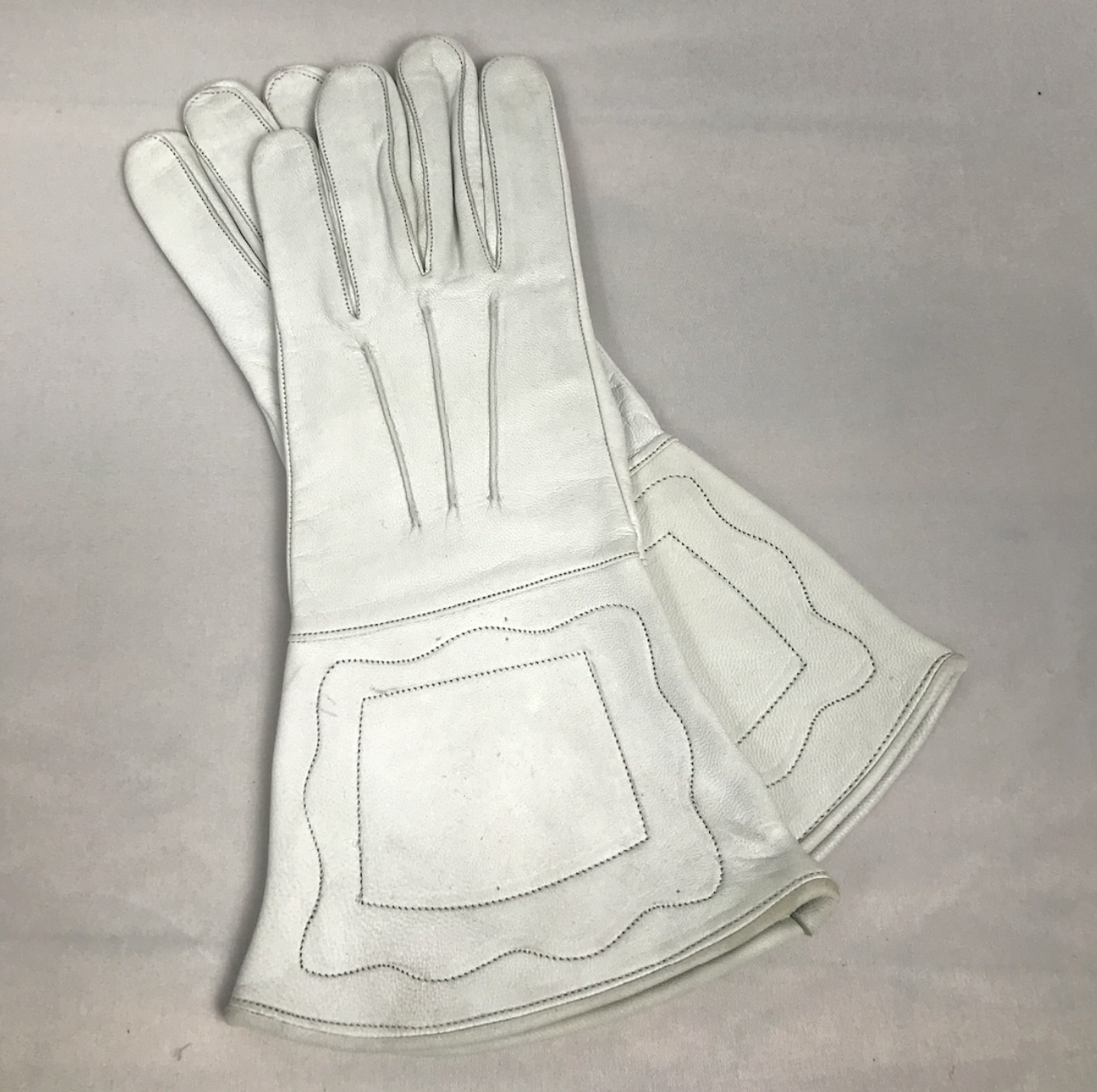 White Leather Gauntlets - Civil War Reenactment US or CS - Size Medium