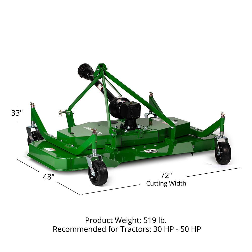 Titan Attachments 72" Rear-Mounted Finish Mower, Cat 1 Tractor Accessory