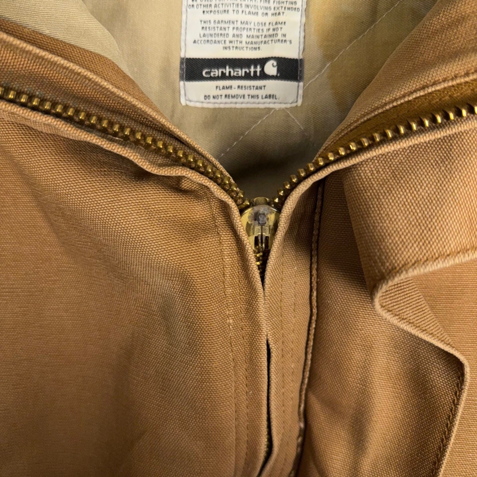 Vintage Carhartt FR J184 Duck Active Jacket Quilt Lined IBEW USA Made XL Tall