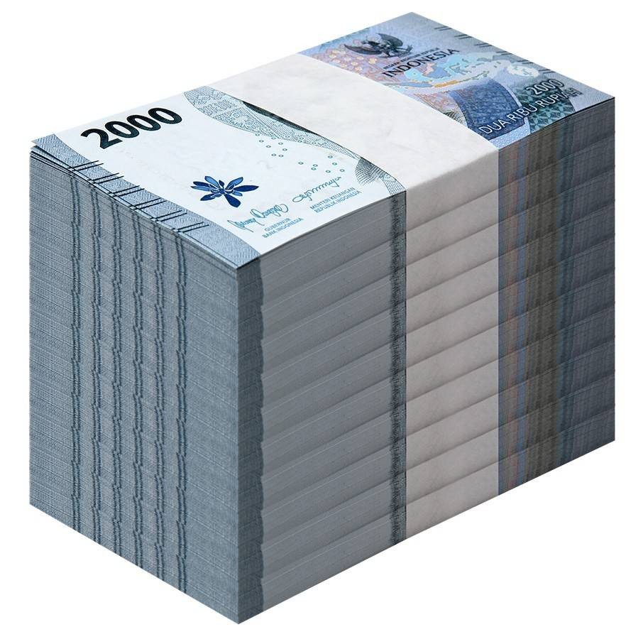 Indonesia 2000 Rupiah, 2023, P-163a.2, UNC X 1000 PCS Brick