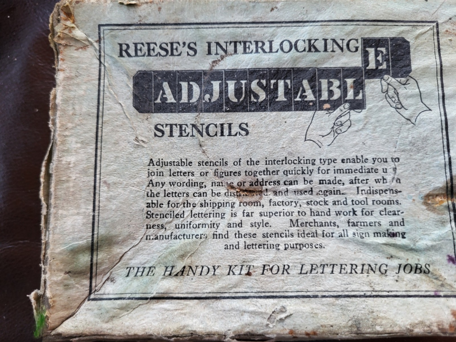 Box Full Of Vintage Reese's Interlocking Adjustable Brass Stencils